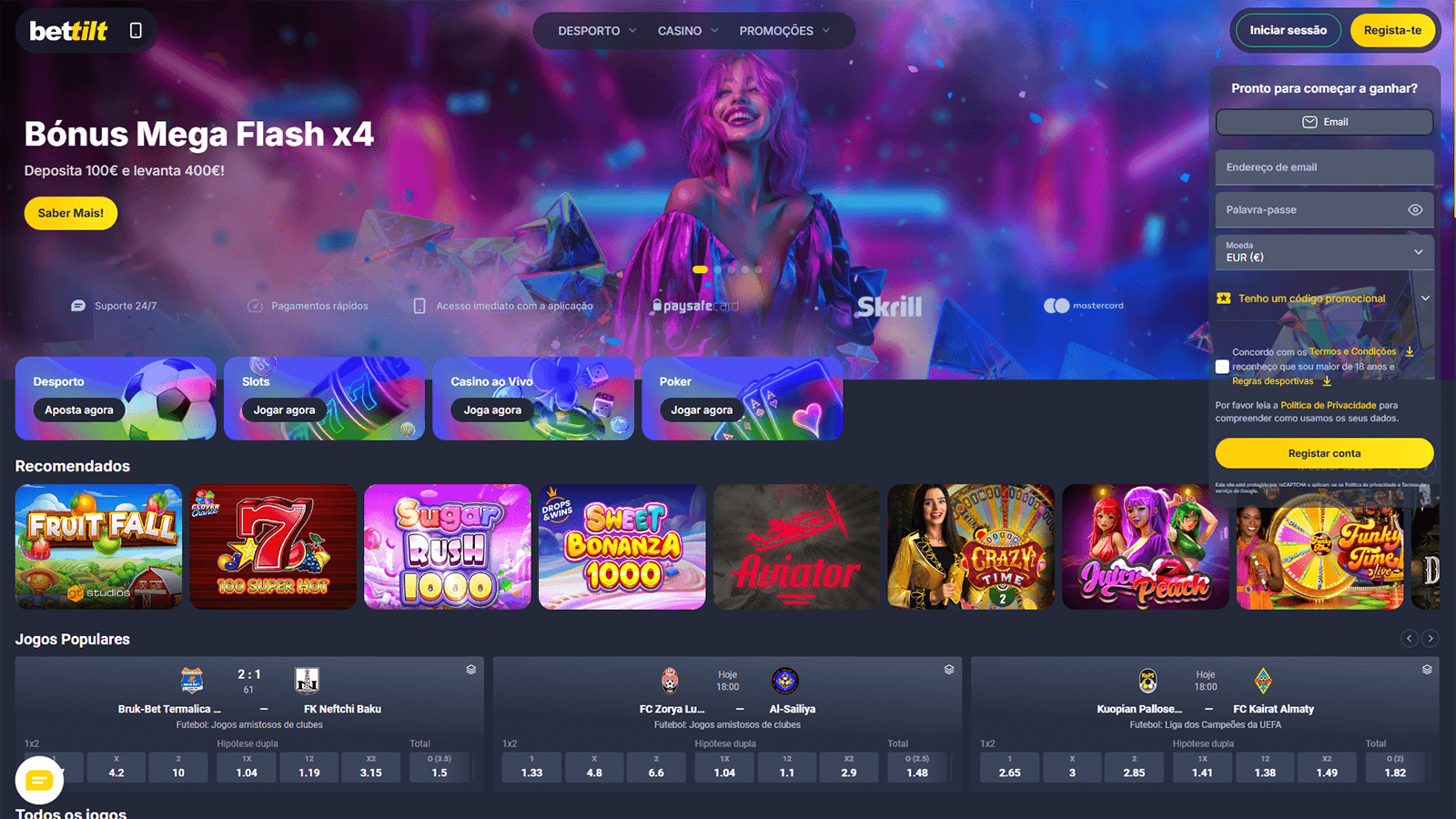 Pagina inicial do Bettilt Casino